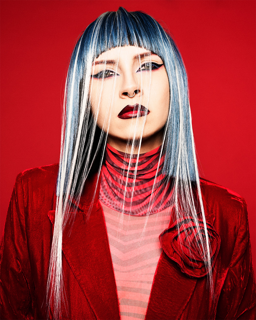 Kelly Rowney - BHA North Eastern Hairdresser of the Year 2025 - Creative Blue and White Hair